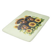 ロットワイラー犬ひまわりの花 バスマット (アングル)