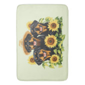 ロットワイラー犬ひまわりの花 バスマット (正面縦)