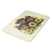 ロットワイラー犬ひまわりの花 バスマット (アングル)