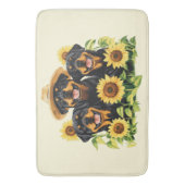 ロットワイラー犬ひまわりの花 バスマット (正面縦)