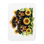 ロットワイラー犬ひまわりの花 マグネット (縦)