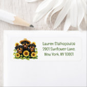 ロットワイラー犬ひまわりの花 ラベル (インサイチュ)