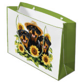 ロットワイラー犬ひまわりの花 ラージペーパーバッグ (裏面アングル)