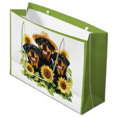 ロットワイラー犬ひまわりの花 ラージペーパーバッグ (正面アングル)
