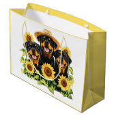 ロットワイラー犬ひまわりの花 ラージペーパーバッグ (裏面アングル)