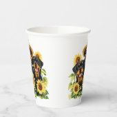 ロットワイラー犬ひまわりの花 紙コップ (左)