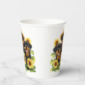 ロットワイラー犬ひまわりの花 紙コップ (右)