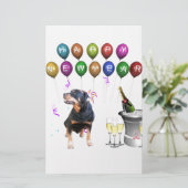 ロットワイラー犬ハッピーニューイヤー 便箋 (スタンド正面)