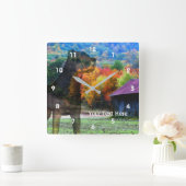 ロットワイラー犬及び古タバコ舎 スクエア壁時計 (ホーム)