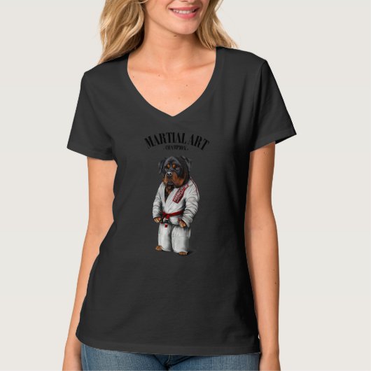 ロットワイラー犬柔道空手マスターin白柔道義 tシャツ (正面)