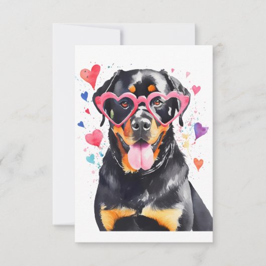ロットワイラー犬(ハート眼鏡) サンキューカード (正面)