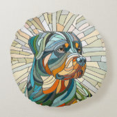 ロットワイラー犬 – モザイクアート ラウンドクッション (裏面)