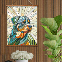 ロットワイラー犬 – モザイクアート 吊り下げ型タペストリー