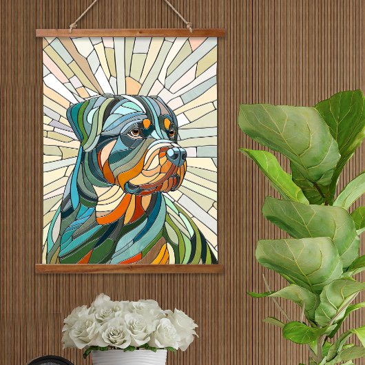 ロットワイラー犬 – モザイクアート 吊り下げ型タペストリー