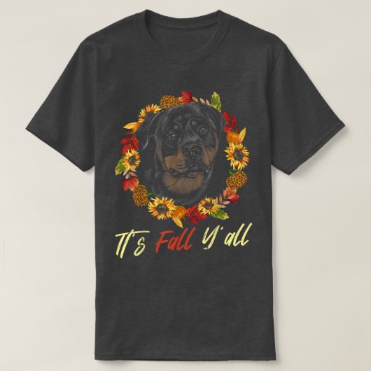 ロットワイラー秋秋シーズンヒョウかぼちゃ犬 Tシャツ (デザイン正面)