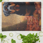 ロットワイラー紅葉秋インスパイア キッチンタオル (折り畳み)