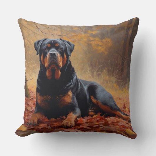 ロットワイラー紅葉秋インスパイア クッション (正面)