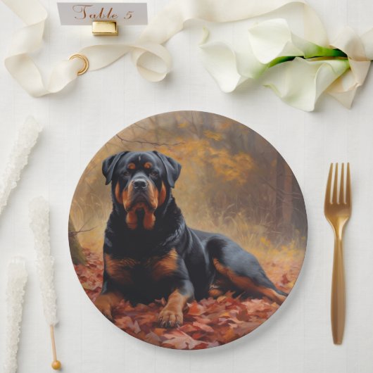 ロットワイラー紅葉秋インスパイア ペーパープレート (ウェディング)