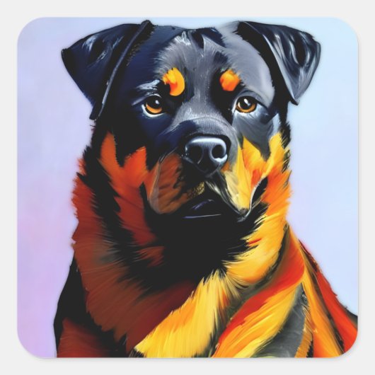 ロットワイラー絵画の スクエアシール (正面)