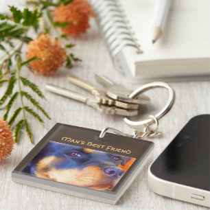 ロットワイラー編集可能ポートレート美しい獣犬 キーホルダー