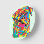 ロットワイラー色 ラウンド壁時計 (傾斜)