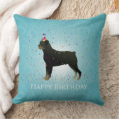 ロットワイラー誕生日デザイン クッション (ブランケット)