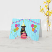 ロットワイラー誕生日ホリデーカード カード (黄色い花)