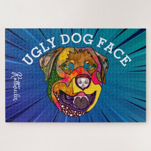 ロットワイラー醜い犬の顔1000ピースジグソーパズル ジグソーパズル (横)