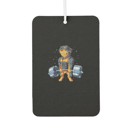 ロットワイラー重量挙げおもしろいデッドリフト カーエアーフレッシュナー (正面)