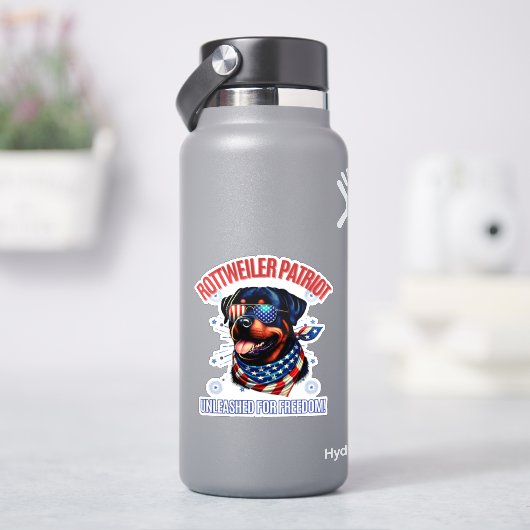 ロットワイラー7月4日アメリカ国旗の眼鏡 シール (HydroFlask)