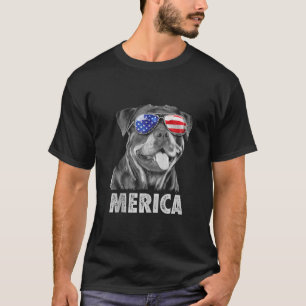 ロットワイラー7月4日メリカメンズアメリカ国旗Su Tシャツ