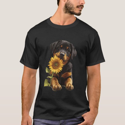 ロットワイラー ひまわり Tシャツ (正面)