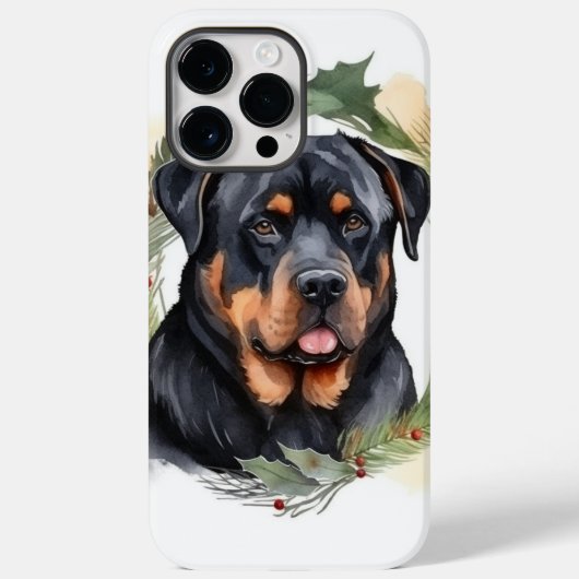 ロットワイラー クリスマス リース クリスマスの愛犬 Case-Mate iPhoneケース (裏面)
