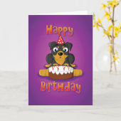 ロットワイラー-ケーキ-ハッピーバースデー カード (黄色い花)