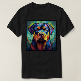 ロットワイラー ステンドグラス ベーシック ダークTシャツ Tシャツ