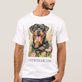 ロットワイラー・ダッドTシャツ - 水彩画の犬好きギフト Tシャツ