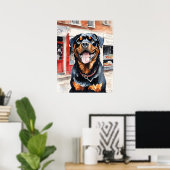 ロットワイラー – ドッグアートプリント ポスター (ホームオフィス)