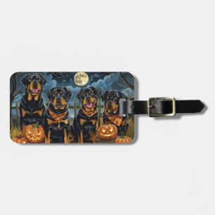 ロットワイラー・ハロウィーンの不気味なデザイン ラゲッジタグ