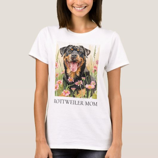 ロットワイラー ママ Tシャツ - 水彩画の犬ギフト (正面)