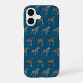 ロットワイラー ロッティ かわいい犬 シルエット グリッド ホワイト iPhone 16ケース
