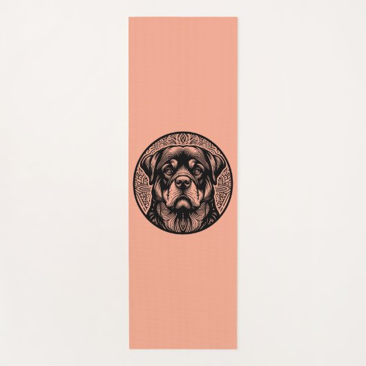 ロットワイラー 犬の顔 ラインアート ヨガマット (正面)