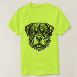 ロットワイラー 犬の顔 - 黒の線画 Tシャツ