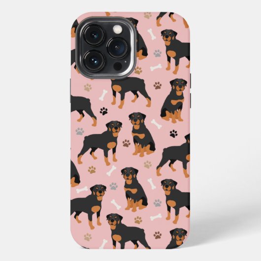 ロットワイラー 犬の骨と足跡 iPhoneケース (裏面)