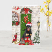 ロットワイラー 犬 クリスマス カード (黄色い花)