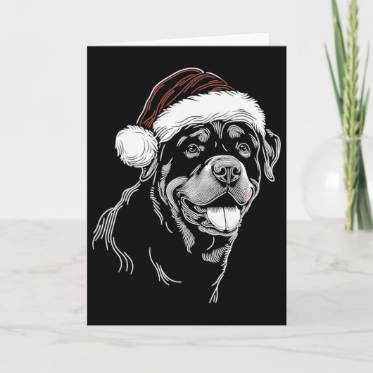 ロットワイラー 犬 サンタ帽子 クリスマス パジャマ カード (正面)