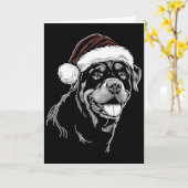 ロットワイラー 犬 サンタ帽子 クリスマス パジャマ カード (黄色い花)