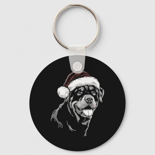 ロットワイラー 犬 サンタ帽子 クリスマス パジャマ キーホルダー (正面)