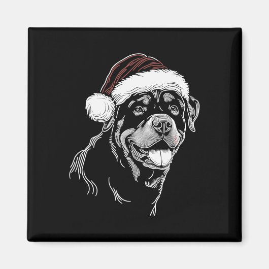 ロットワイラー 犬 サンタ帽子 クリスマス パジャマ マグネット (正面)