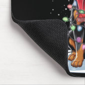 ロットワイラー 犬 サンタ帽 クリスマス ツリー ライト Xmas マウスパッド (コーナー)