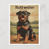 ロットワイラー 犬 ビンテージ アート ポストカード (正面)